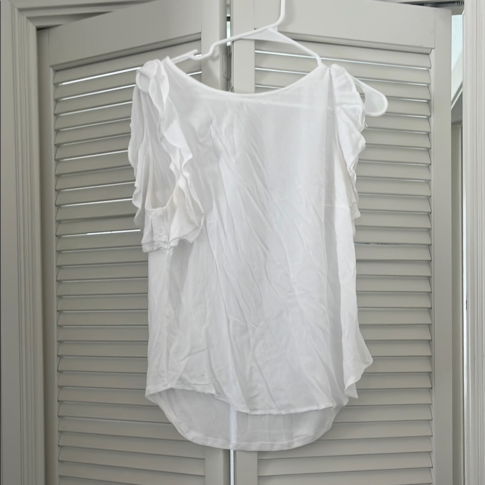 A New Day White Ruffled Blouse